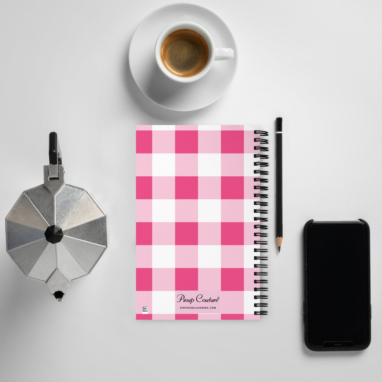 She's Write All The Time Pink Gingham Heart 8" x 5" Spiral Notebook | Pinup Couture - Image 2