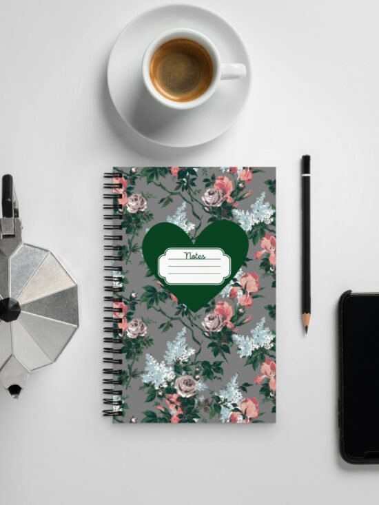 Wondering Rose J'adore Bella Roses Print  8" X 5" Spiral Notebook | Pinup Couture