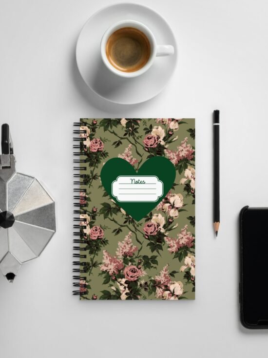Wondering Rose Green Caledonia Bella Roses 8 x 5 Spiral Notebook | Pinup Couture
