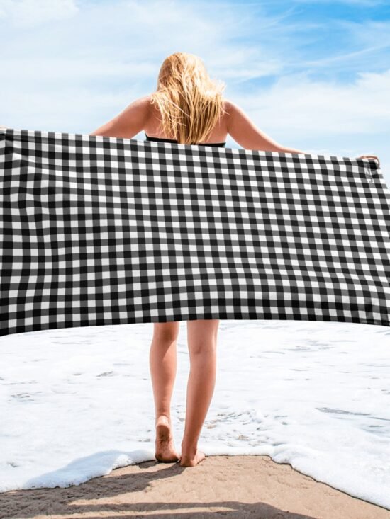 Arden Badass Black Gingham Beach & Bath Towel | Pinup Couture Home