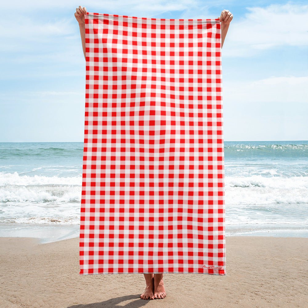 Arden Ruby Red Gingham Beach & Bath Towel | Pinup Couture Home - Image 5
