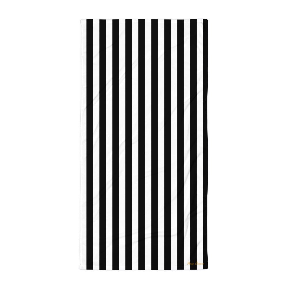 Arden Black & White Mark Stripe Beach & Bath Towel | Pinup Couture Home - Image 5