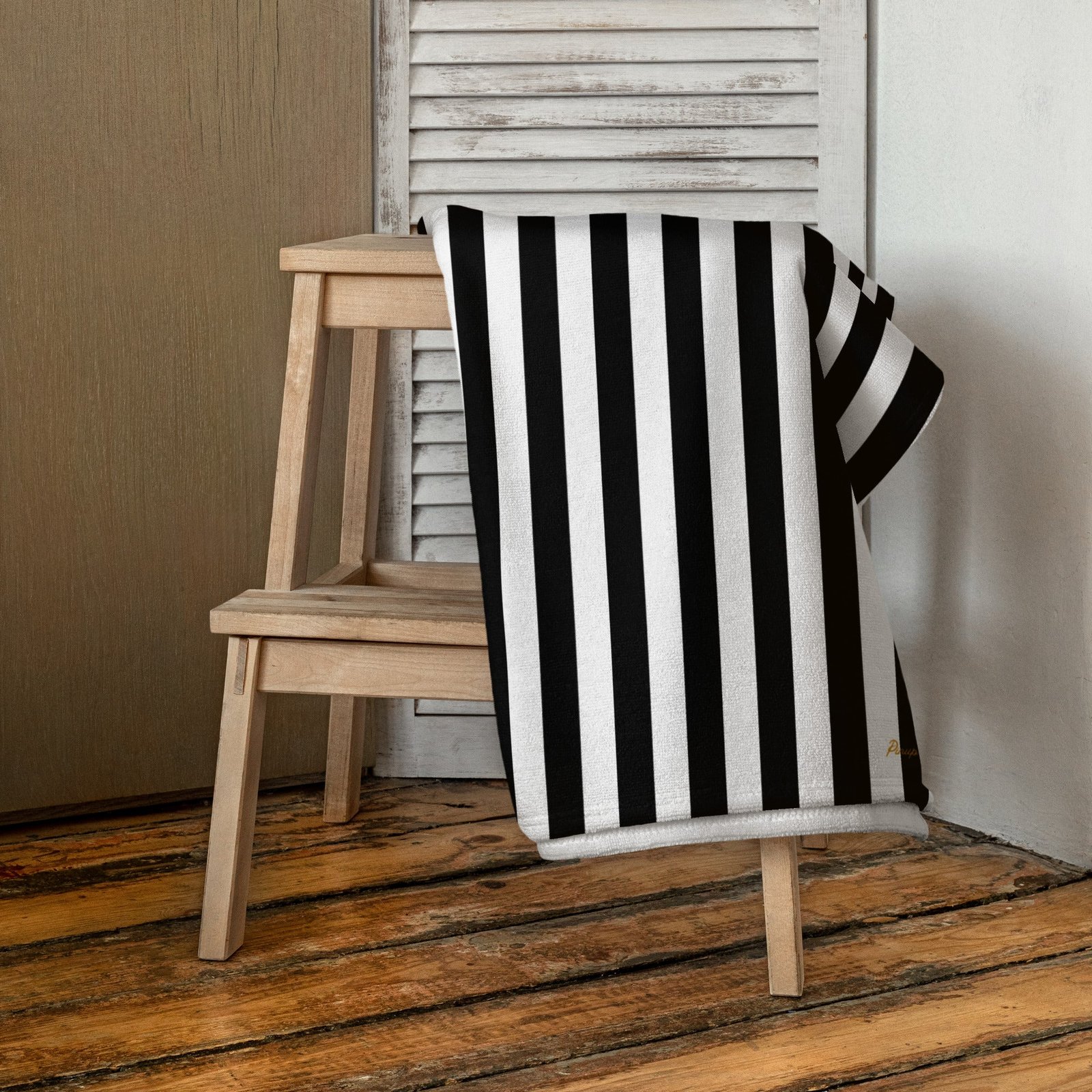 Arden Black & White Mark Stripe Beach & Bath Towel | Pinup Couture Home - Image 3