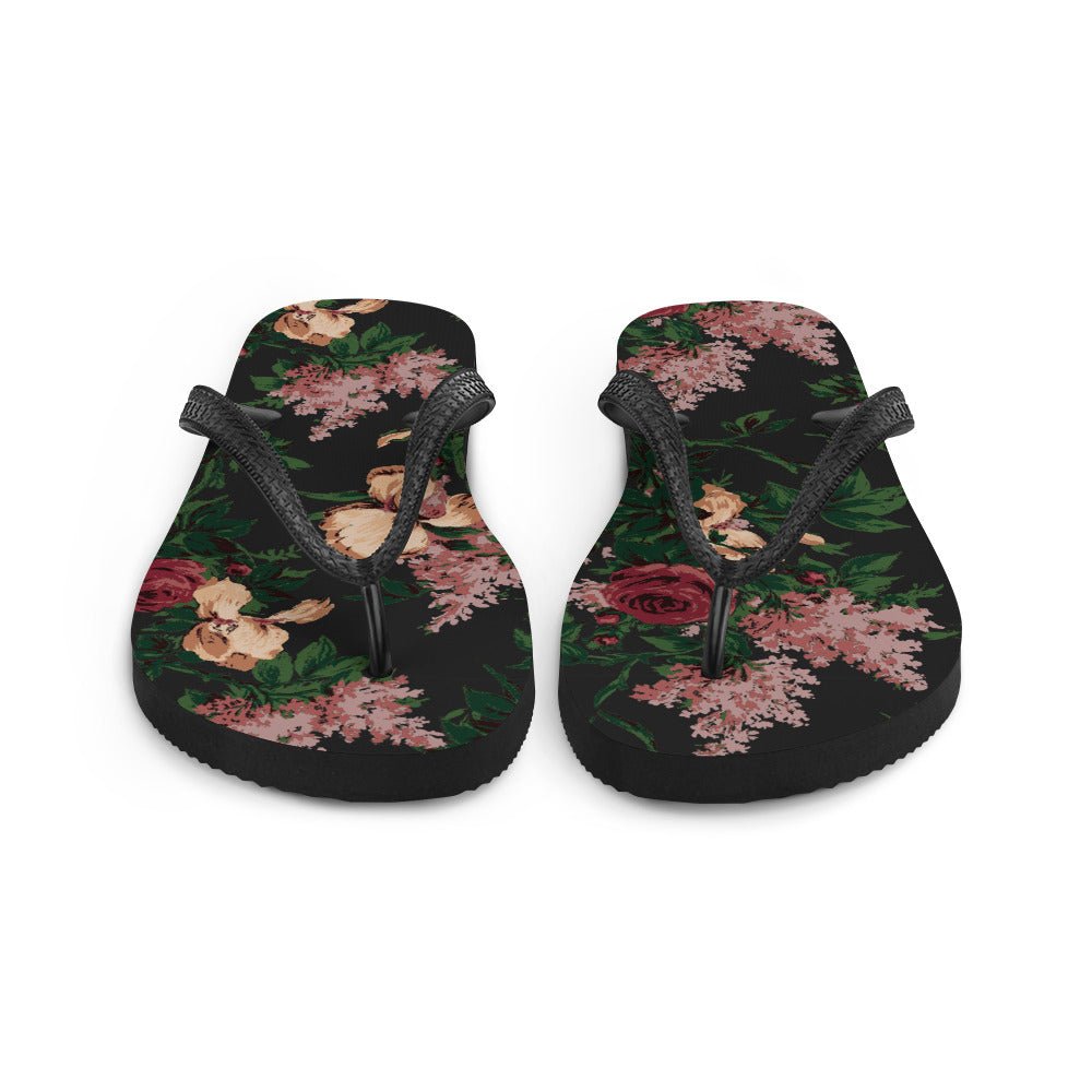 Amie Thong Flip-Flop Beach Sandals in Dark Bella Roses | Pinup Couture Relaxed - Image 3