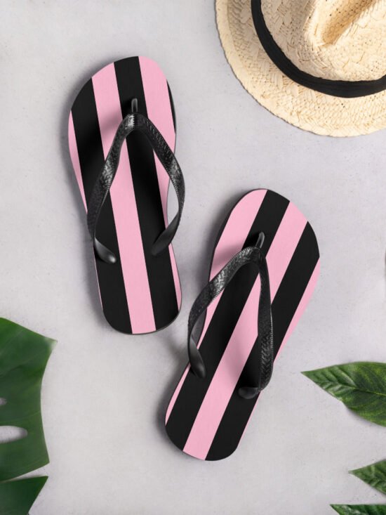 Amie Thong Flip-Flop Beach Sandals in Cotton Candy Mark Stripe | Pinup Couture Relaxed