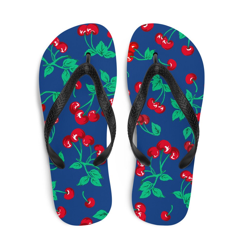 Amie Thong Flip-Flop Beach Sandals in Dark Blue Cherry Girl | Pinup Couture Relaxed - Image 3