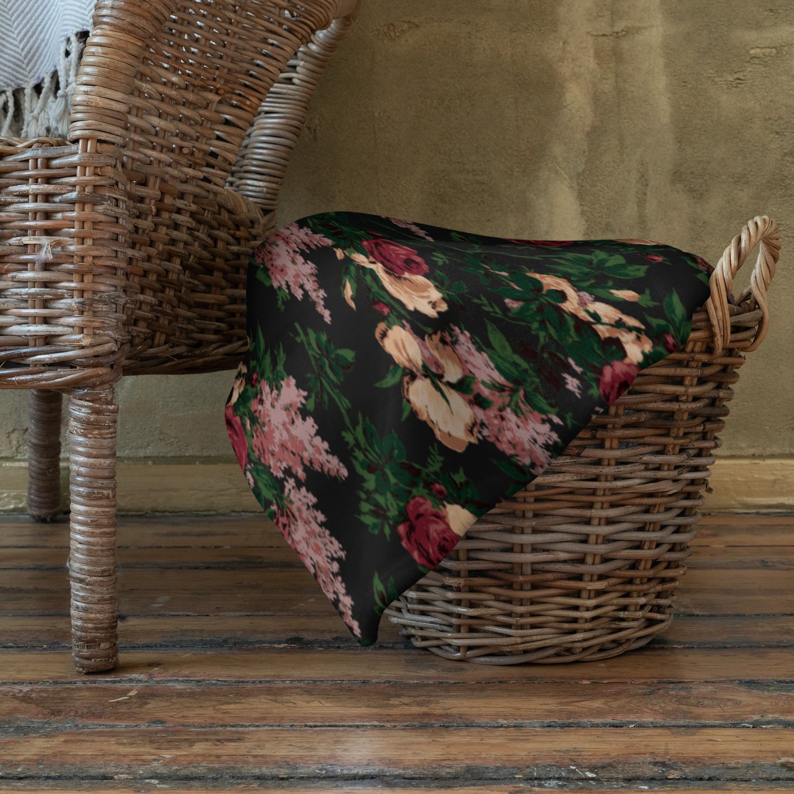 Cosette Dark Bella Roses Soft Fleece Throw Blanket | Pinup Couture Relaxed - Image 2